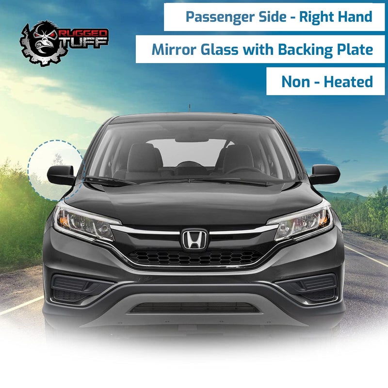 Rugged TUFF Passenger Side Mirror Glass Replacement For 2012-2016 Honda CRV CR-V and 2016-2020 Honda HRV HR-V Right Power Mirrors 76203T0AA01 HO1325114 Non-Heated - Image 5